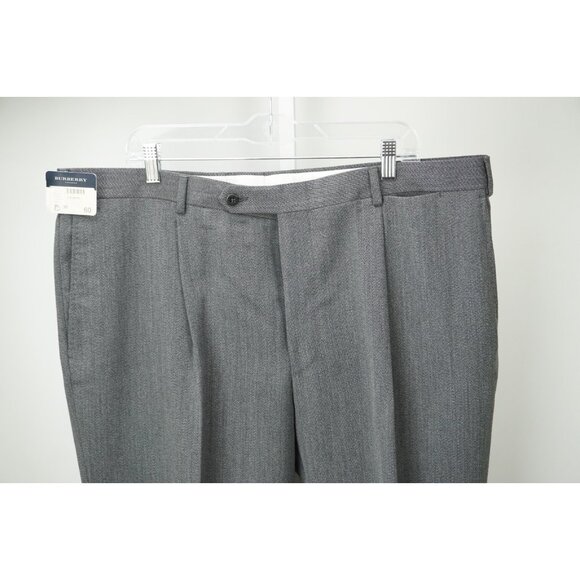 Burberry London Medium Gray Black Woven Wool Dress Pants Sz 60 NEW
